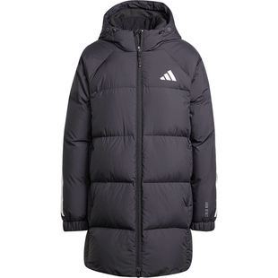 adidas阿迪达斯中长款羽绒服女保暖斯棉羽夹克运动休闲外套JG3855
