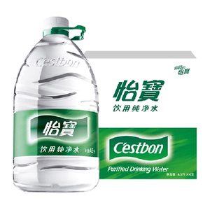 怡宝饮用水纯净水非矿泉水4.5L*4桶/箱整箱