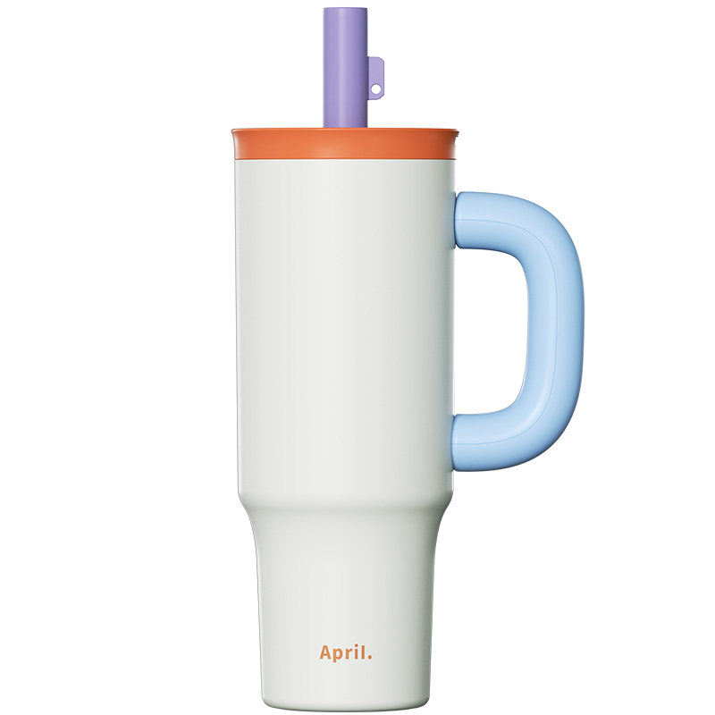 April撞色纯色冰霸杯吸管保温杯