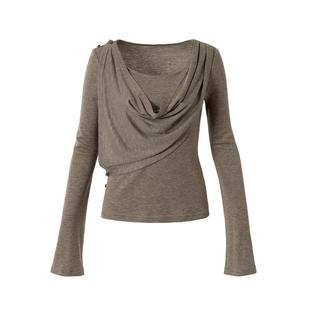 Covertitle 天丝棉羊毛荡领飘带假两件针织上衣