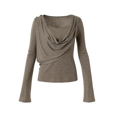 天丝棉羊毛荡领飘带假两件上衣