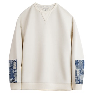 马登工装日系复古百家布拼接卫衣boro风休闲上衣圆领套头衫男春季