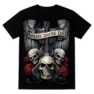 Printed Punk Rock Skull T-Shirt 印花朋克摇滚骷髅头 T 恤