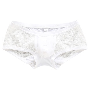 SEOBEAN/希宾男士低腰性感 内裤蕾丝网纱半透明 情趣镂空青年透气