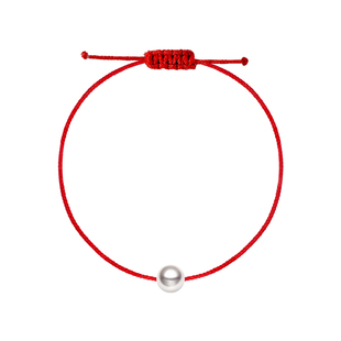 HELAS赫拉Akoya海水珍珠高亮手绳叠戴百搭幸运红绳手链可调节礼物