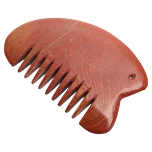 泗滨红砭石梳子刮痧点穴经络梳正品天然玄黄砭石头部按摩防脱黑发