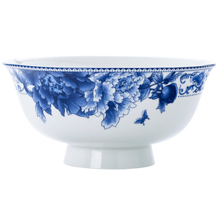 7/8寸景德镇骨瓷碗家用大号泡面碗防烫高脚米饭碗大汤碗陶瓷粥碗