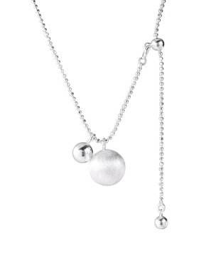 925纯银磨砂圆球项链女韩系简约