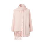 商场同款 摩萨克冬绵羊毛双面呢可拆卸围巾大衣外套女