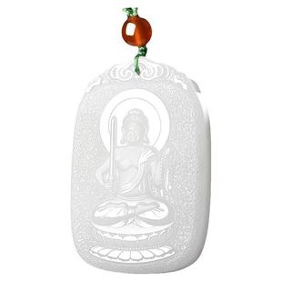 和田玉羊脂白玉生属鸡本命佛吊坠不动明王本命年玉石项链男女玉牌