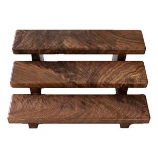 北美黑胡桃金瘤纹三层阶梯置物架香水茶具文玩首饰珠宝展示架