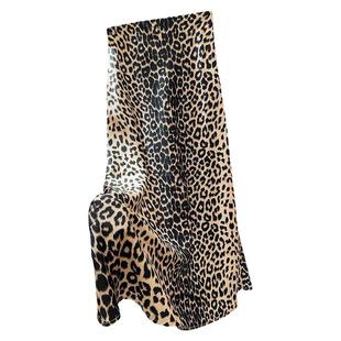 美式复古豹纹半身裙女高级感醋酸缎面中长款显瘦丝滑包臀鱼尾长裙