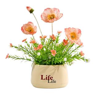 仿真虞美人仿真花假花摆设客厅餐桌花摆花装饰插花艺摆件仿生花束