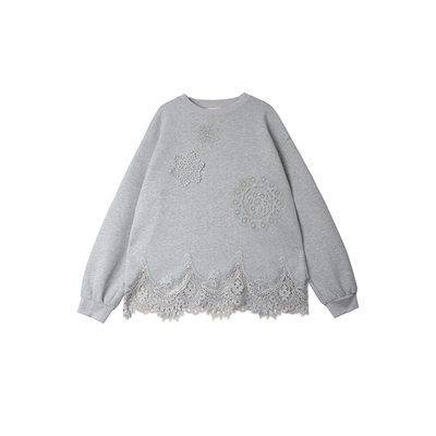 有耳uare原创蕾丝贴花卫衣半裙