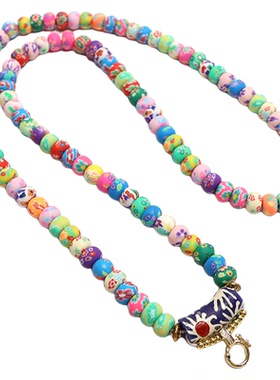 印尼软陶珠佛牌链撞色吊坠挂绳