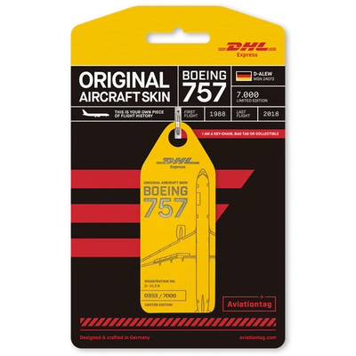 德国Aviationtag DHL Express 波音757航空飞机蒙皮行李牌钥匙扣