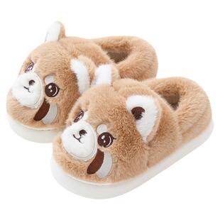 2025新款棉拖鞋女秋冬月子鞋包跟可爱棉鞋小熊猫毛绒拖鞋室内家居