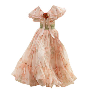 花神 绝版现货几件 舒适纯棉抽绳吸血鬼领VINTAGE古着感草原长裙