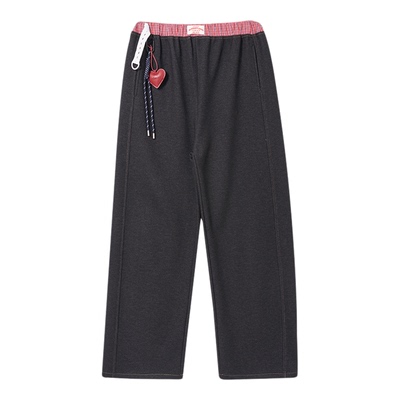 MASANON加绒加厚拼接阔腿裤冬季