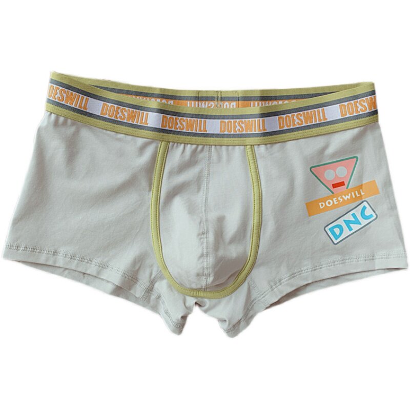 男士内裤纯棉平角裤潮流ins个性字母青年中腰四角裤运动透气短裤