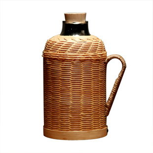 复古暖壶热水瓶家用暖水壶玻璃内胆老式开水瓶茶室保温瓶竹编暖壶