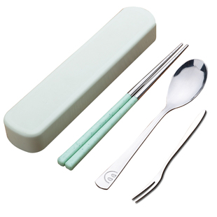 百惠便携式餐具不锈钢叉勺筷套装学生勺子筷子户外旅行携带方便