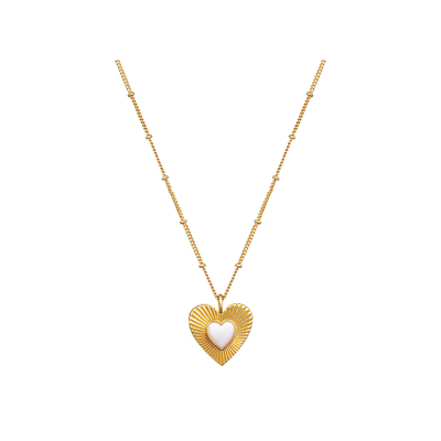 爱心桃心白贝母项链NEVERFAR