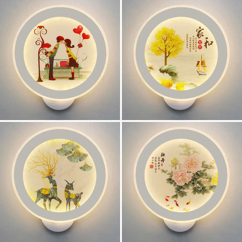 壁灯床头灯卧室密封防尘现代简约客厅过道宾馆背景画新款墙壁灯具