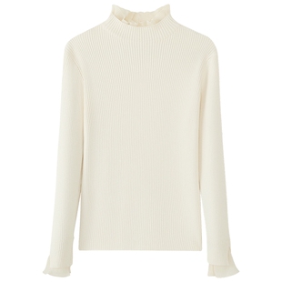 慕兔半高领针织上衣女秋季2025新款高级感内搭打底衫修身长袖毛衣