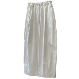 白色裤子女日系街头休闲阔腿裤秋季新款松紧腰宽松高腰弯刀长裤