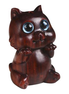 紫檀木减压治愈可爱猫咪小摆件