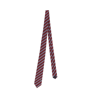 Bobbybecky复古条纹休闲百搭酒红配饰手打领带