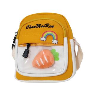 可爱小包包女休闲新款女童帆布包ins小女孩斜挎包 百搭学生手机包