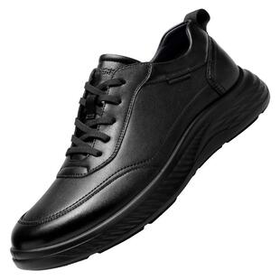 强人3515大码男鞋45运动休闲鞋46春秋系带男士皮鞋47加大加宽黑色