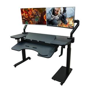 升降电脑桌站立式办公桌手摇升降移动式电脑桌头等舱坐舱悬浮支架