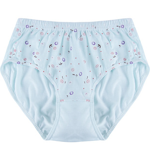 6条 华祝内裤女纯棉中腰大码妈妈全棉中老年底裤纯色印花三角裤衩