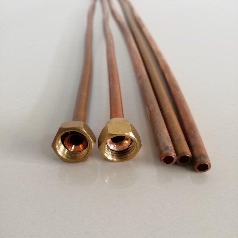 喇叭口空调管商用饭店酒家燃气灶炉头火种专用6厘铜管带接头螺帽