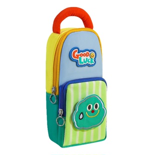 多巴胺撞色贴片星星笔袋条纹萌趣云朵高颜值文具袋学生手提文具袋