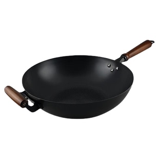 富硒康好嫂子不生锈铁炒锅无涂层平底家用爆炒菜锅电磁炉燃气通用