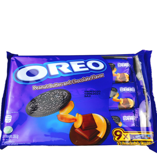 美国OREO进口花生酱夹心巧克力软曲奇饼干256g