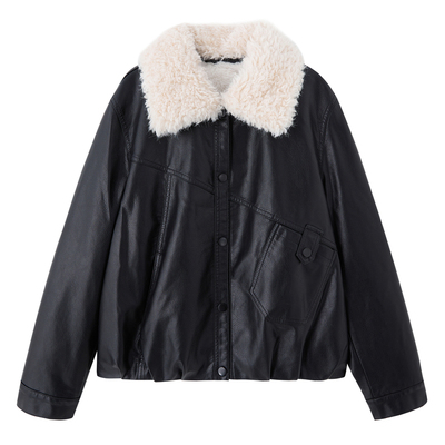 高端短款加绒加厚真皮衣外套小个