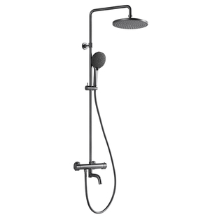 FLOVA丰华 枪灰色智能恒温淋浴花洒套装铜空气注入家用喷头淋雨