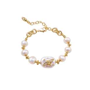 Amber Lollipop珍珠手链女新款小蜜蜂手串淡水巴洛克轻奢手饰