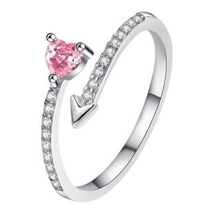 s925纯银戒指女微镶锆石一箭穿心指环时尚个性小众设计高级感礼物