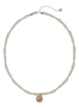 星芒锆石编织珍珠项链