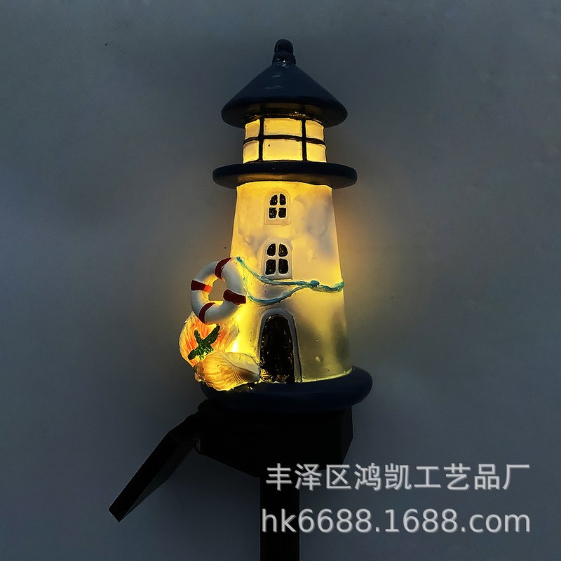 太阳能户外灯花园别墅庭院景观氛围树脂灯塔防水创意地插灯草坪灯