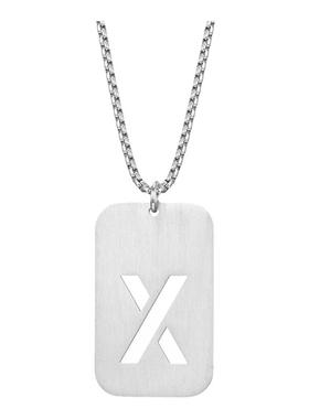 潮男女项链字母军牌钛钢情侣饰品