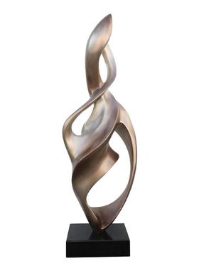 电镀轻奢抽象异形竖向摆件雕塑定制酒店别墅玻璃钢现代软装饰品