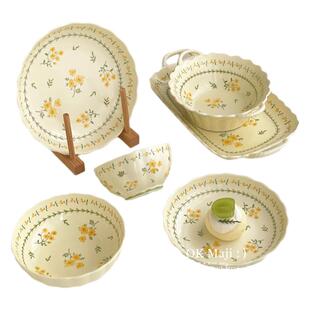 釉下彩餐具碗盘套装家用双耳汤碗陶瓷小碗家用精致饭碗面碗米饭碗