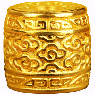 黄金祥云回纹直切桶珠转运珠路路通足金顶珠文玩老型手串小配件饰